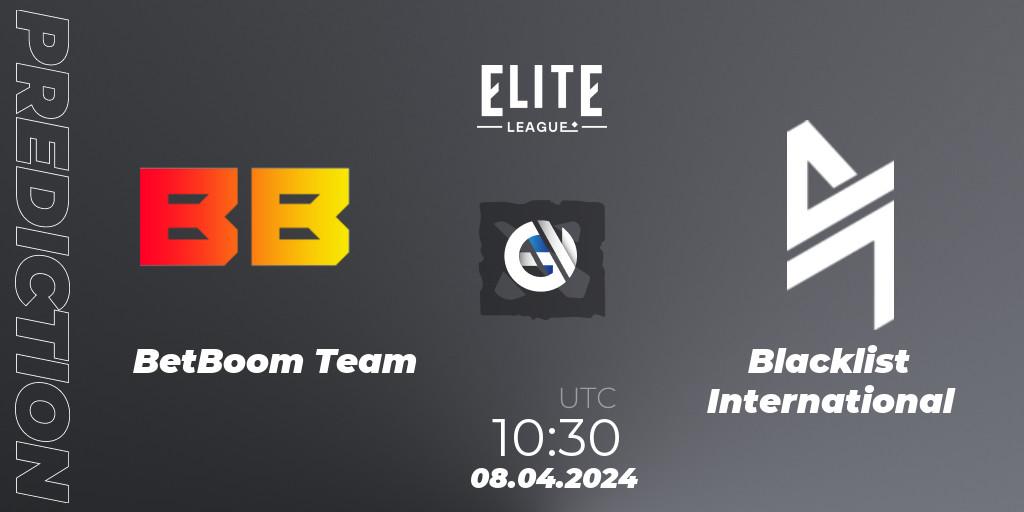 BetBoom Team - Blacklist International: ennuste. 08.04.24, Dota 2, Elite League: Round-Robin Stage