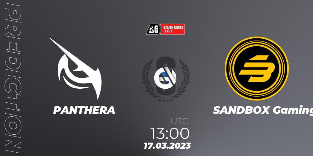 PANTHERA - SANDBOX Gaming: ennuste. 17.03.2023 at 13:00, Rainbow Six, South Korea League 2023 - Stage 1