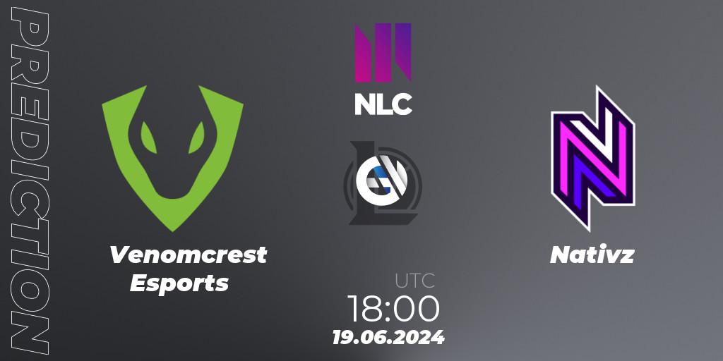 Venomcrest Esports - Nativz: ennuste. 19.06.2024 at 18:00, LoL, NLC 1st Division Summer 2024