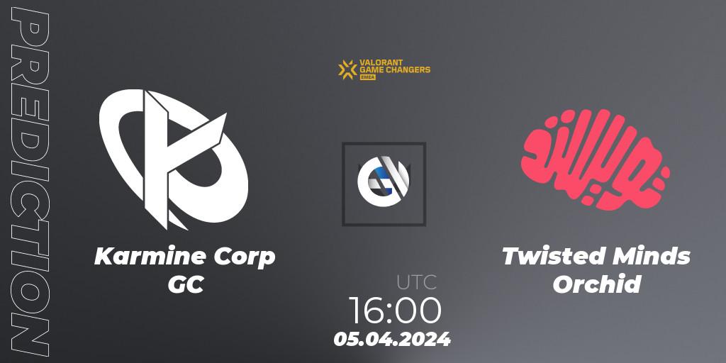 Karmine Corp GC - Twisted Minds Orchid: ennuste. 05.04.2024 at 16:00, VALORANT, VCT 2024: Game Changers EMEA Contenders Series 1