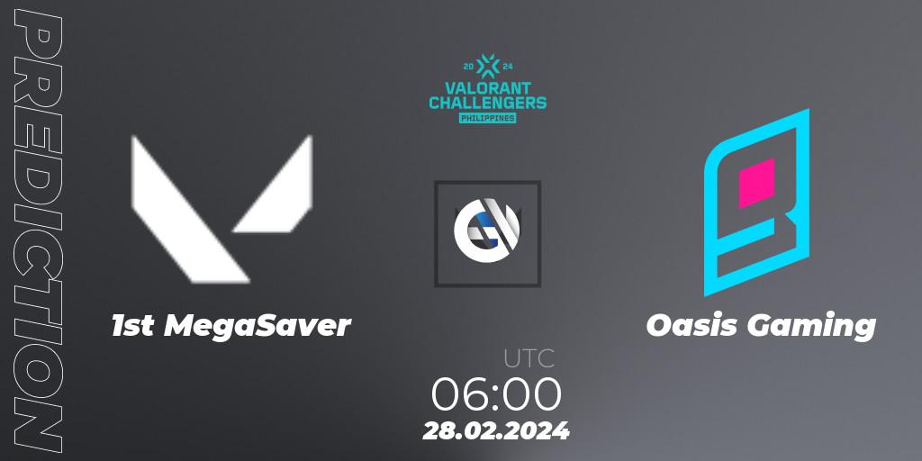 1st MegaSaver - Oasis Gaming: ennuste. 28.02.2024 at 06:00, VALORANT, VALORANT Challengers 2024 Philippines: Split 1