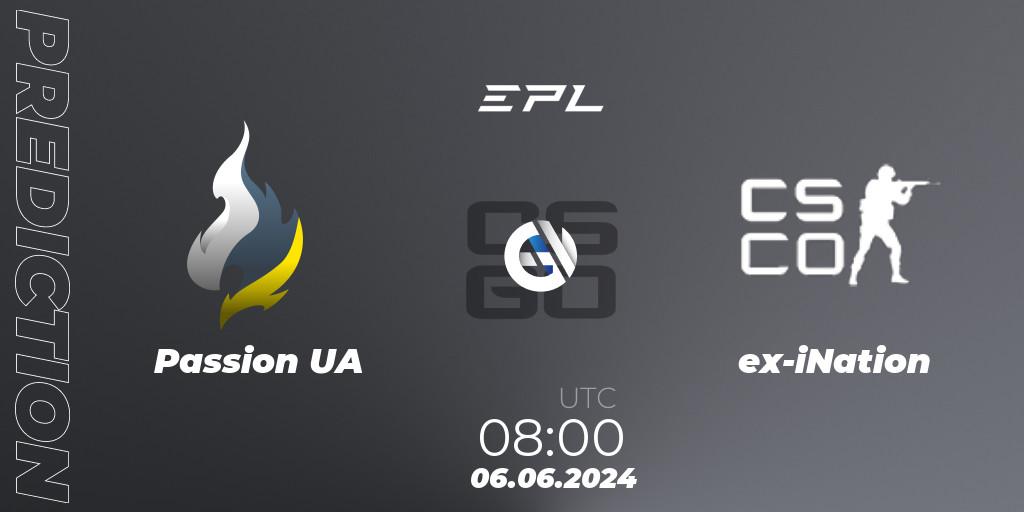 Passion UA - ex-iNation: ennuste. 06.06.2024 at 08:00, Counter-Strike (CS2), European Pro League Season 16