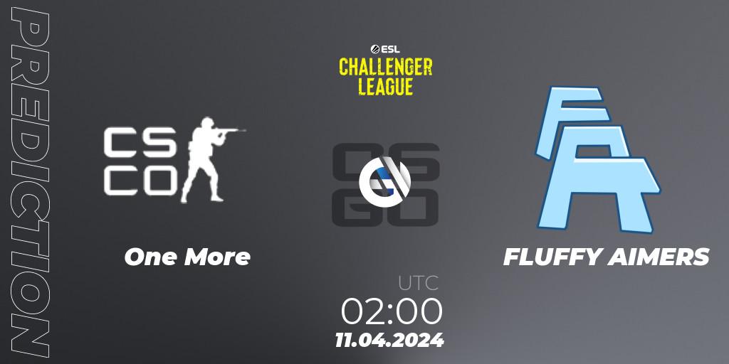 One More - FLUFFY AIMERS: ennuste. 11.04.2024 at 02:00, Counter-Strike (CS2), ESL Challenger League Season 47: North America