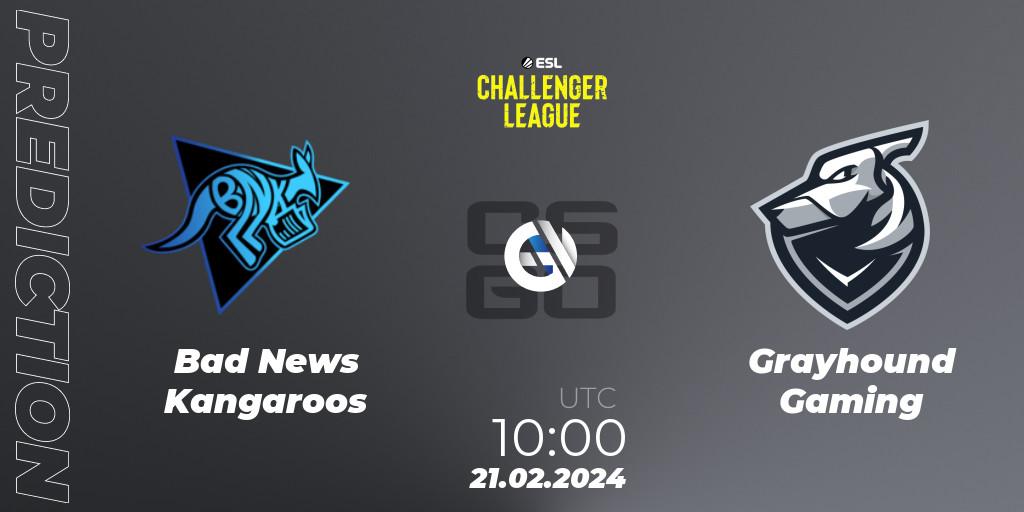 Bad News Kangaroos - Grayhound Gaming: ennuste. 21.02.24, CS2 (CS:GO), ESL Challenger League Season 47: Oceania