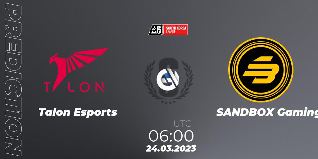 Talon Esports - SANDBOX Gaming: ennuste. 24.03.23, Rainbow Six, South Korea League 2023 - Stage 1