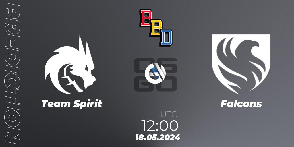 Team Spirit - Falcons: ennuste. 18.05.2024 at 12:00, Counter-Strike (CS2), BetBoom Dacha Belgrade 2024