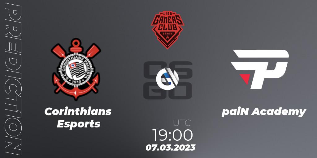 Corinthians Esports - paiN Academy: ennuste. 07.03.2023 at 19:00, Counter-Strike (CS2), Gamers Club Liga Série A: February 2023