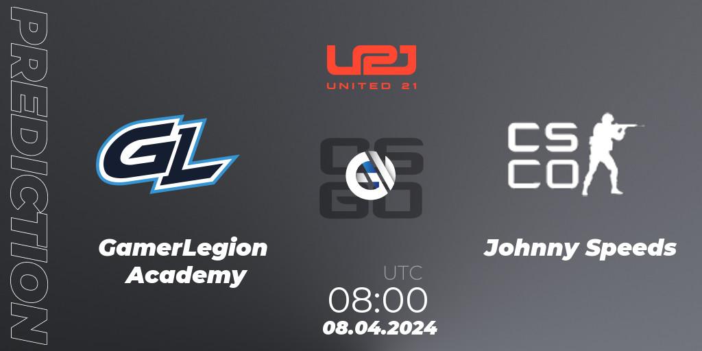 GamerLegion Academy - Johnny Speeds: ennuste. 08.04.2024 at 08:00, Counter-Strike (CS2), United21 Season 14