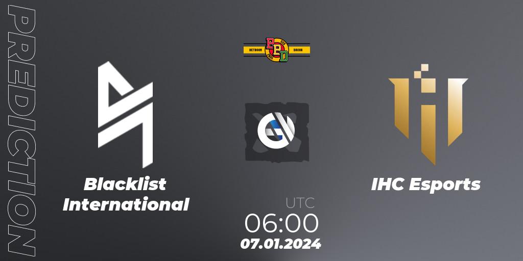 Blacklist International - IHC Esports: ennuste. 07.01.24, Dota 2, BetBoom Dacha Dubai 2024: SEA and CN Closed Qualifier