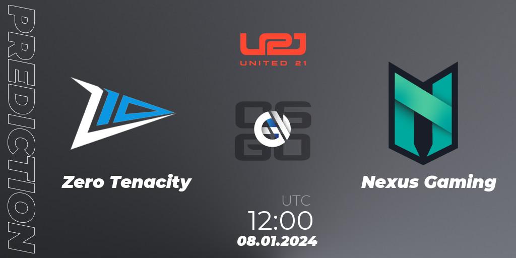 Zero Tenacity - Nexus Gaming: ennuste. 08.01.2024 at 12:10, Counter-Strike (CS2), United21 Season 10