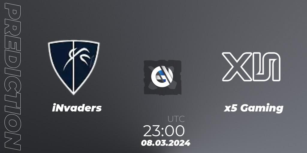iNvaders - x5 Gaming: ennuste. 12.03.24, Dota 2, Maincard Unmatched - March