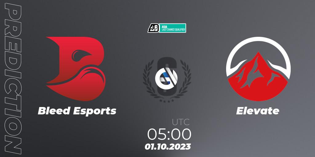 Bleed Esports - Elevate: ennuste. 01.10.23, Rainbow Six, Asia League 2023 - Stage 2 - Last Chance Qualifiers
