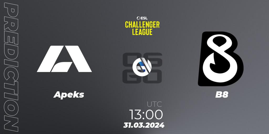 Apeks - B8: ennuste. 31.03.24, CS2 (CS:GO), ESL Challenger League Season 47: Europe