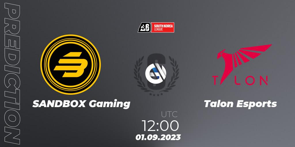 SANDBOX Gaming - Talon Esports: ennuste. 01.09.2023 at 12:00, Rainbow Six, South Korea League 2023 - Stage 2