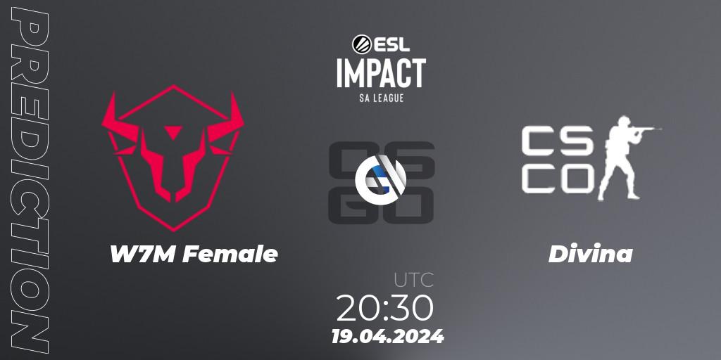 W7M Female - Divina: ennuste. 19.04.2024 at 20:30, Counter-Strike (CS2), ESL Impact League Season 5: South America
