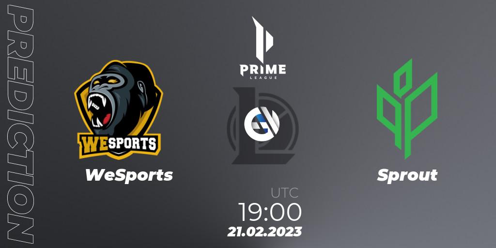 WeSports - Sprout: ennuste. 21.02.2023 at 19:00, LoL, Prime League 2nd Division Spring 2023 - Group Stage