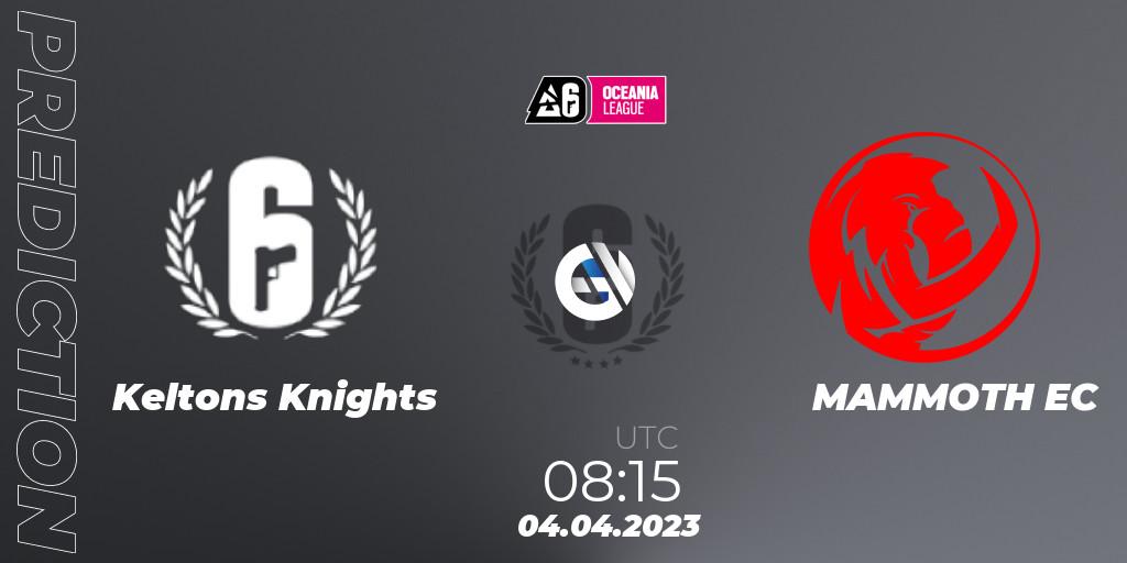 Keltons Knights - MAMMOTH EC: ennuste. 04.04.2023 at 08:15, Rainbow Six, Oceania League 2023 - Stage 1
