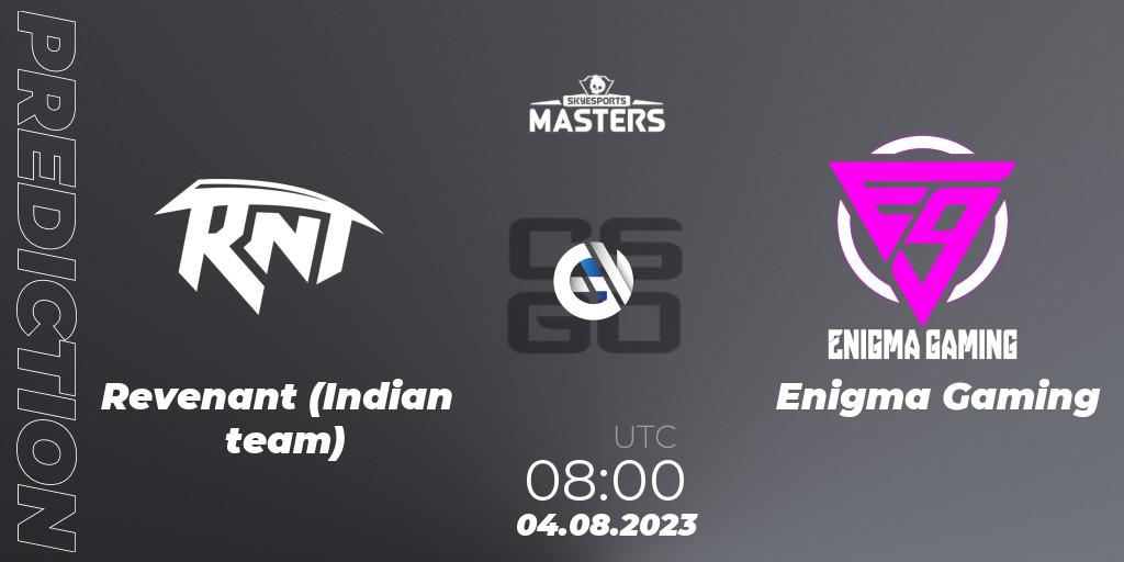 Revenant (Indian team) - Enigma Gaming: ennuste. 04.08.2023 at 08:00, Counter-Strike (CS2), Skyesports Masters 2023: Regular Season