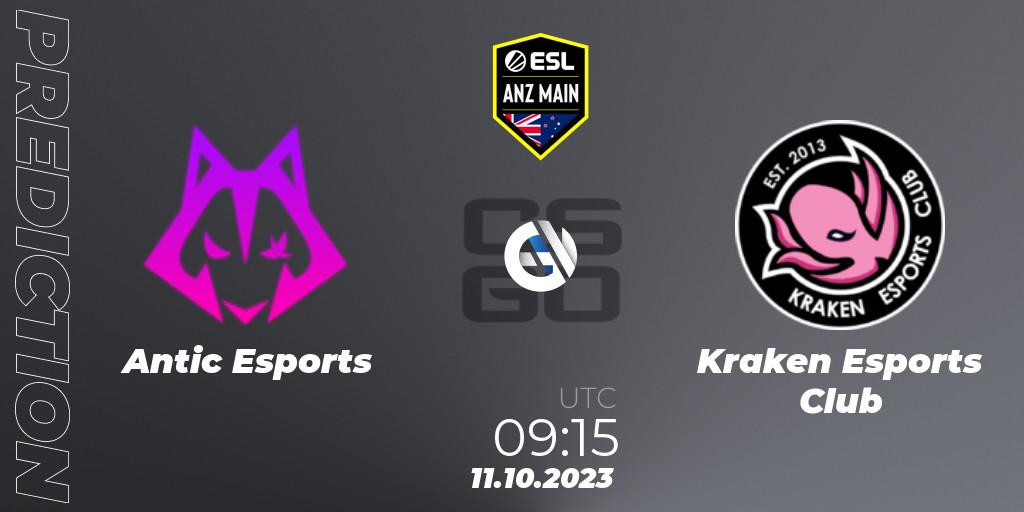 Antic Esports - Kraken Esports Club: ennuste. 11.10.2023 at 09:15, Counter-Strike (CS2), ESL ANZ Main Season 17