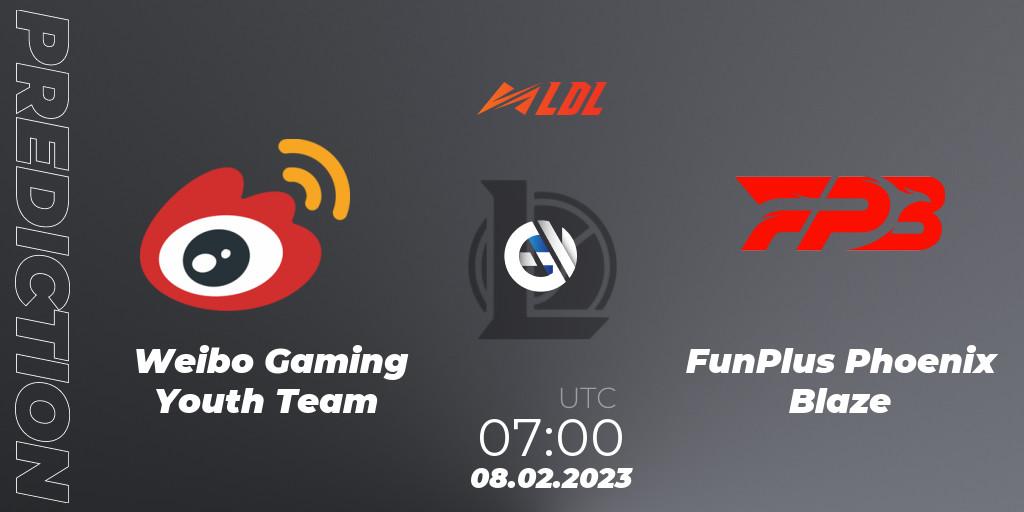 Weibo Gaming Youth Team - FunPlus Phoenix Blaze: ennuste. 08.02.2023 at 07:00, LoL, LDL 2023 - Swiss Stage