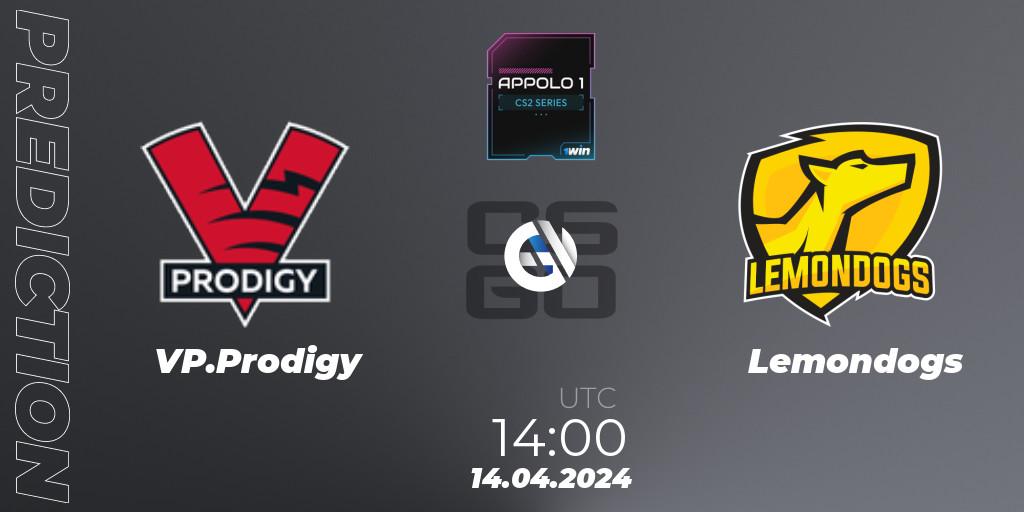 VP.Prodigy - Lemondogs: ennuste. 14.04.2024 at 13:00, Counter-Strike (CS2), Appolo1 Series: Phase 1