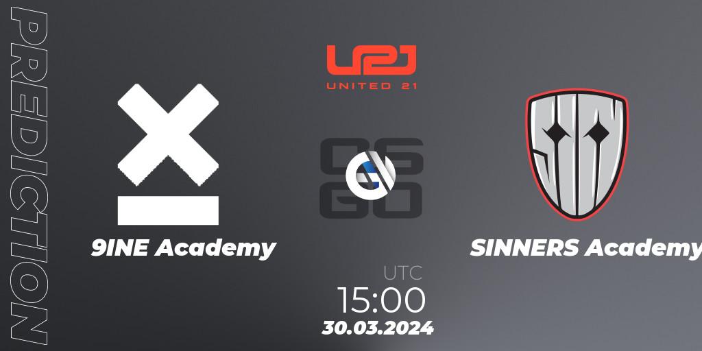 9INE Academy - SINNERS Academy: ennuste. 30.03.24, CS2 (CS:GO), United21 Season 12: Division 2
