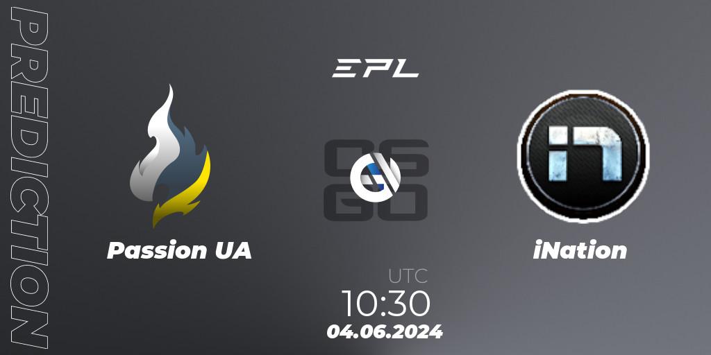 Passion UA - iNation: ennuste. 04.06.2024 at 11:45, Counter-Strike (CS2), European Pro League Season 16