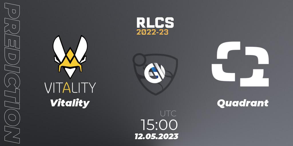 Vitality - Quadrant: ennuste. 12.05.2023 at 15:00, Rocket League, RLCS 2022-23 - Spring: Europe Regional 1 - Spring Open