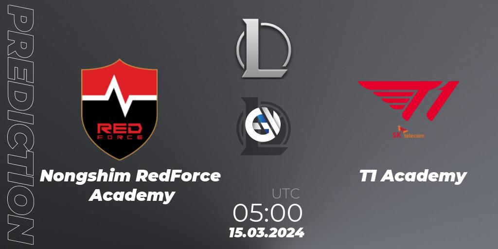 Nongshim RedForce Academy - T1 Academy: ennuste. 15.03.24, LoL, LCK Challengers League 2024 Spring - Group Stage