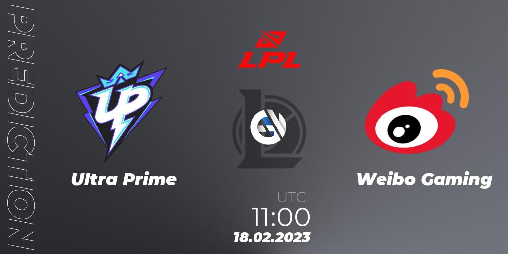 Ultra Prime - Weibo Gaming: ennuste. 18.02.2023 at 12:10, LoL, LPL Spring 2023 - Group Stage