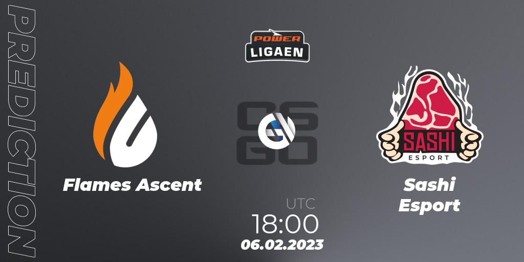 Flames Ascent - Sashi Esport: ennuste. 06.02.2023 at 18:00, Counter-Strike (CS2), Dust2.dk Ligaen Season 22