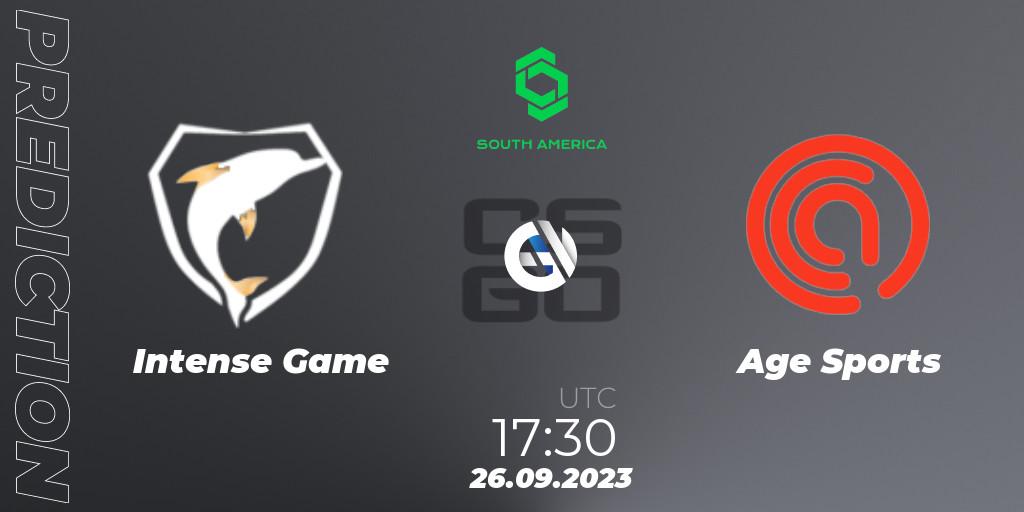 Intense Game - Age Sports: ennuste. 26.09.2023 at 17:30, Counter-Strike (CS2), CCT South America Series #12: Closed Qualifier
