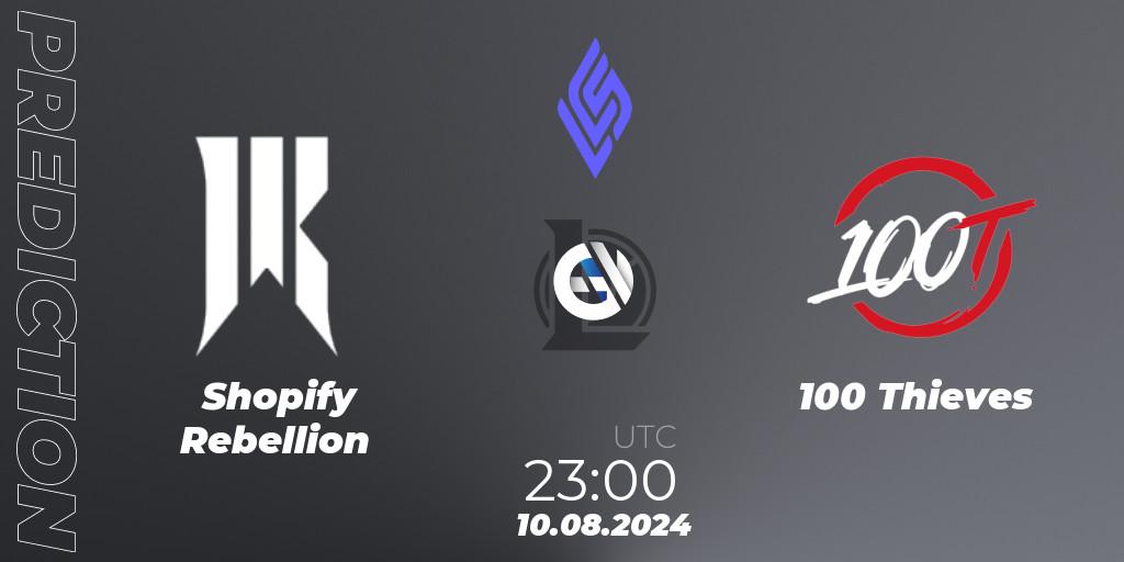 Shopify Rebellion - 100 Thieves: ennuste. 10.08.2024 at 23:00, LoL, LCS Summer 2024 - Group Stage