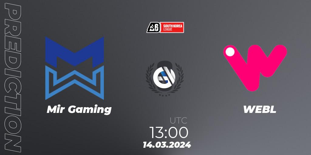 Mir Gaming - WEBL: ennuste. 14.03.2024 at 13:00, Rainbow Six, South Korea League 2024 - Stage 1