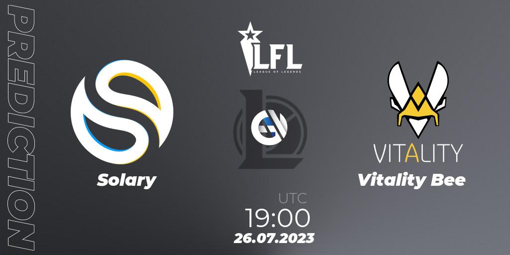Solary - Vitality Bee: ennuste. 26.07.2023 at 19:00, LoL, LFL Summer 2023 - Group Stage