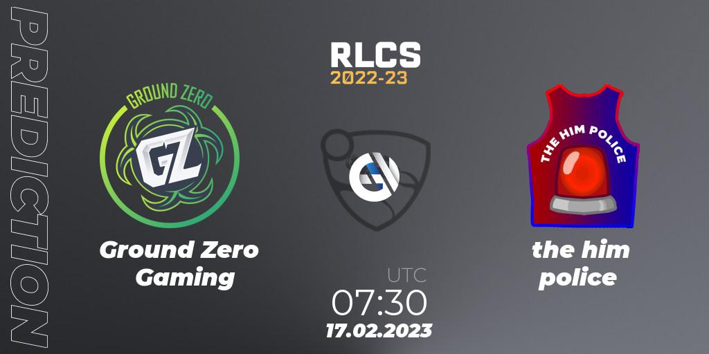 Ground Zero Gaming - the him police: ennuste. 17.02.2023 at 07:30, Rocket League, RLCS 2022-23 - Winter: Oceania Regional 2 - Winter Cup