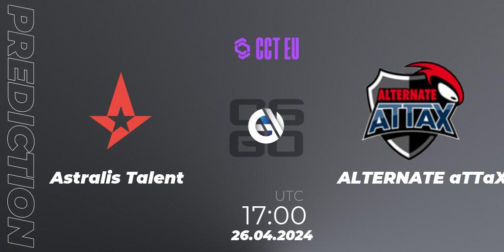 Astralis Talent - ALTERNATE aTTaX: ennuste. 26.04.24, CS2 (CS:GO), CCT Season 2 Europe Series 2 Closed Qualifier