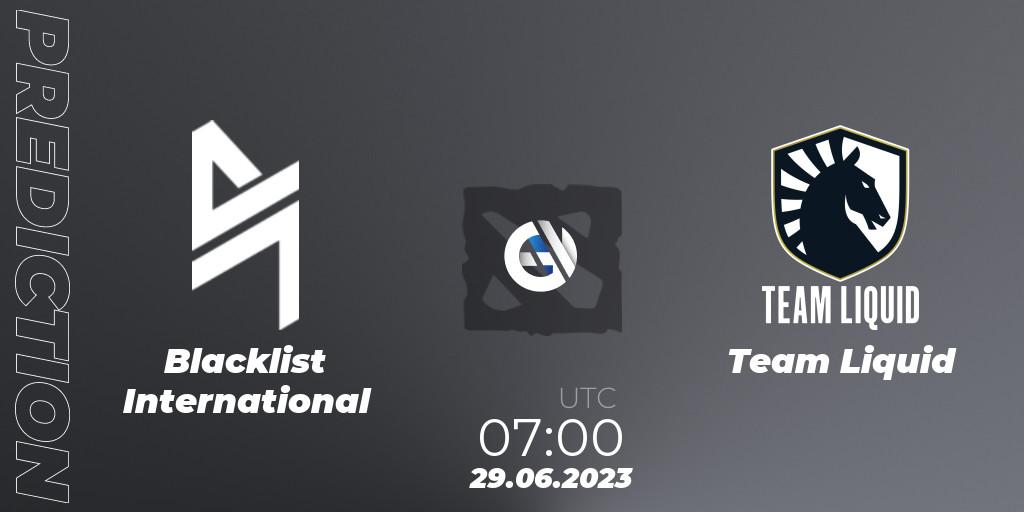 Blacklist International - Team Liquid: ennuste. 29.06.2023 at 06:21, Dota 2, Bali Major 2023 - Group Stage