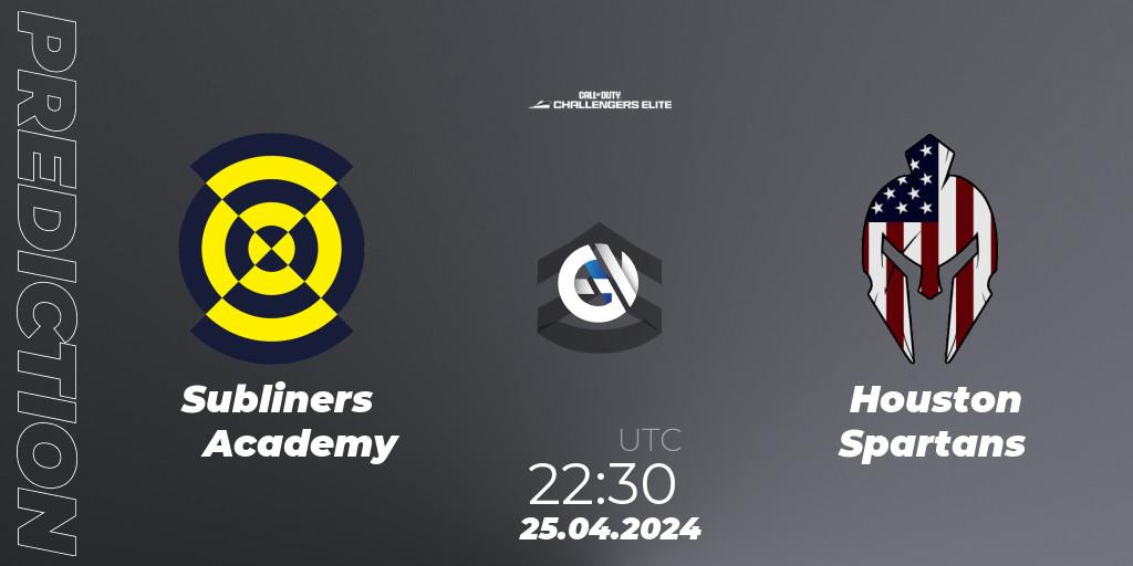 Subliners Academy - Houston Spartans: ennuste. 25.04.2024 at 22:30, Call of Duty, Call of Duty Challengers 2024 - Elite 2: NA