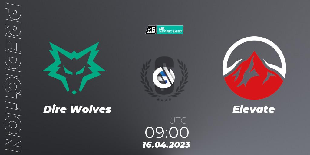 Dire Wolves - Elevate: ennuste. 16.04.2023 at 08:00, Rainbow Six, Asia League 2023 - Stage 1 - Last Chance Qualifiers