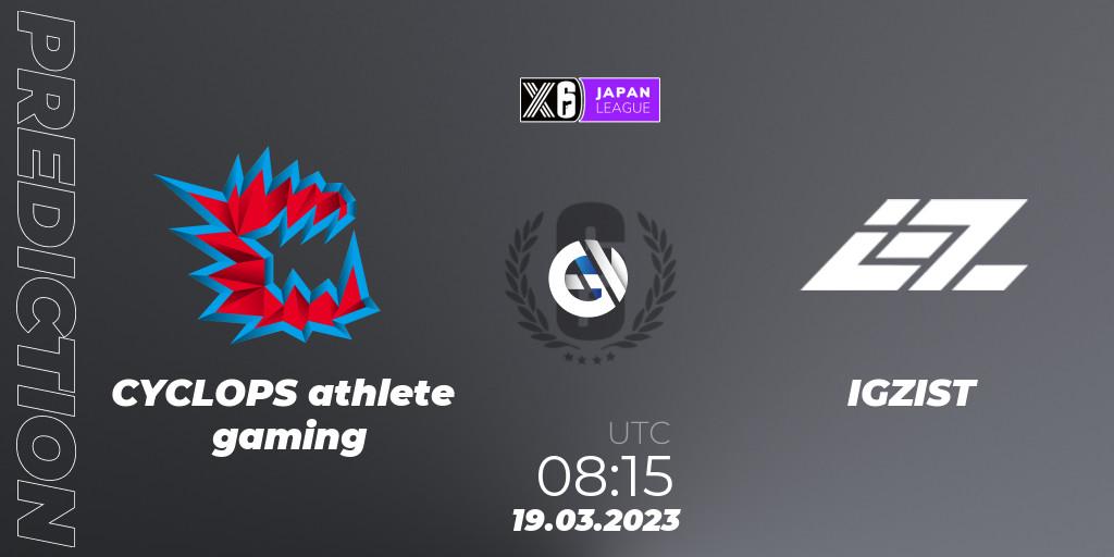 CYCLOPS athlete gaming - IGZIST: ennuste. 19.03.2023 at 08:15, Rainbow Six, Japan League 2023 - Stage 1