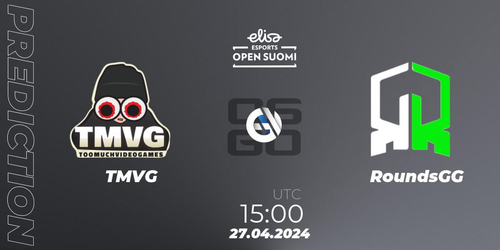 TMVG - RoundsGG: ennuste. 27.04.2024 at 15:00, Counter-Strike (CS2), Elisa Open Suomi Season 6