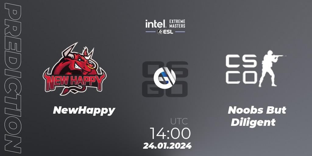 NewHappy - Noobs But Diligent: ennuste. 24.01.2024 at 14:00, Counter-Strike (CS2), Intel Extreme Masters China 2024: Asian Open Qualifier #2