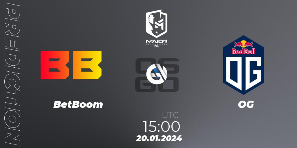 BetBoom - OG: ennuste. 20.01.2024 at 15:00, Counter-Strike (CS2), PGL CS2 Major Copenhagen 2024 Europe RMR Closed Qualifier