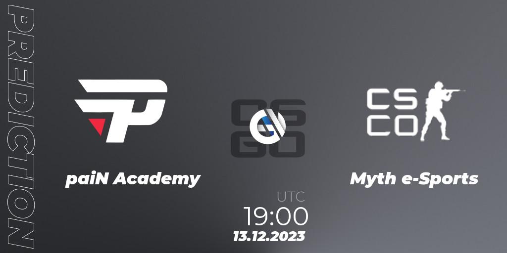 paiN Academy - Myth e-Sports: ennuste. 13.12.2023 at 19:00, Counter-Strike (CS2), Gamers Club Liga Série A: December 2023
