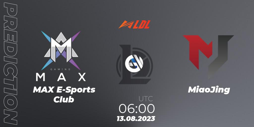 MAX E-Sports Club - MiaoJing: ennuste. 13.08.2023 at 09:00, LoL, LDL 2023 - Playoffs
