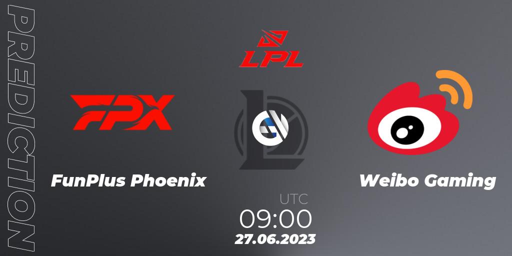 FunPlus Phoenix - Weibo Gaming: ennuste. 27.06.2023 at 09:00, LoL, LPL Summer 2023 Regular Season
