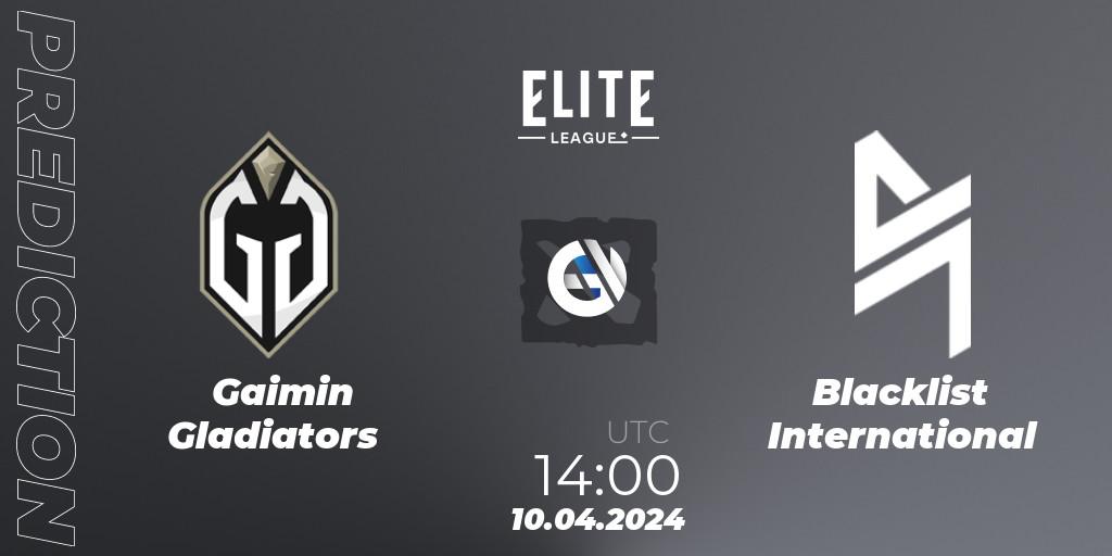 Gaimin Gladiators - Blacklist International: ennuste. 10.04.24, Dota 2, Elite League: Round-Robin Stage