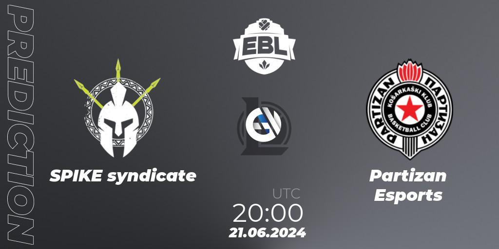 SPIKE syndicate - Partizan Esports: ennuste. 21.06.2024 at 20:00, LoL, Esports Balkan League Season 15