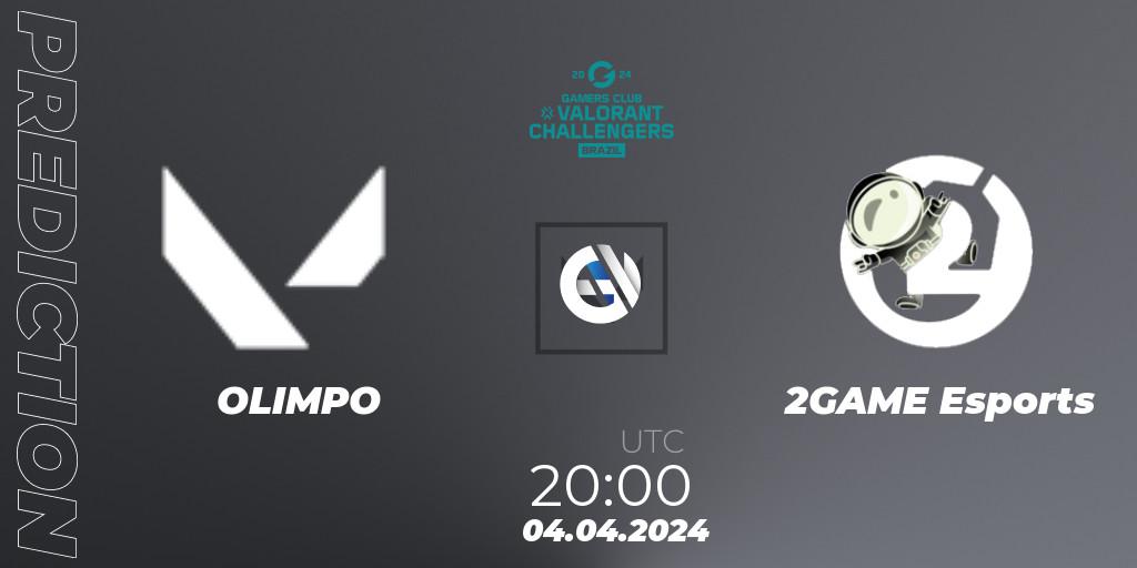 OLIMPO - 2GAME Esports: ennuste. 04.04.2024 at 20:00, VALORANT, VALORANT Challengers Brazil 2024: Split 1